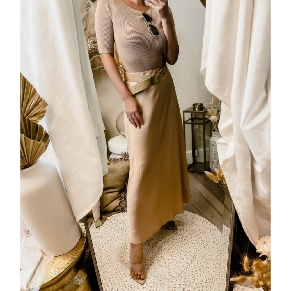 L'Agence | Clarisa Bias Maxi Skirt in Candied Ginger Size Medium